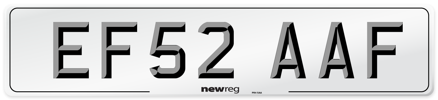EF52 AAF Number Plate from New Reg